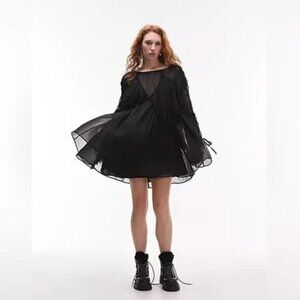 Topshop channeled chuck on seamed mini dress in black